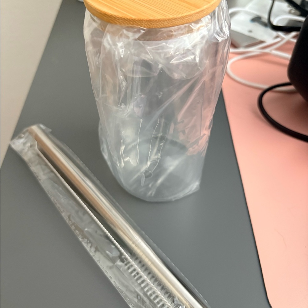 Boba Glass Tumbler with Bamboo Lid